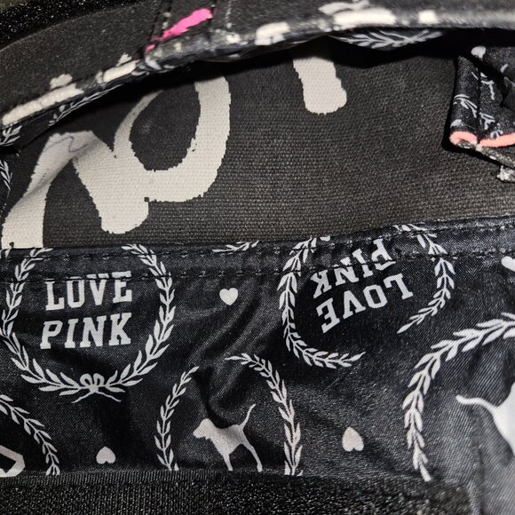 Victoria Secret PINK Black Graffiti Rolling Suitcase Duffle Bag - Picture 4 of 13